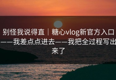 别怪我说得直｜糖心vlog新官方入口——我差点点进去——我把全过程写出来了