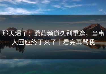 那天爆了：蘑菇频道久别重逢，当事人回应终于来了｜看完再骂我