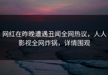 网红在昨晚遭遇丑闻全网热议，人人影视全网炸锅，详情围观