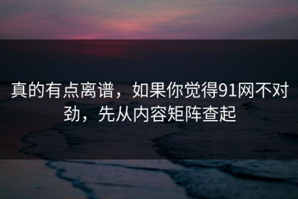 真的有点离谱，如果你觉得91网不对劲，先从内容矩阵查起
