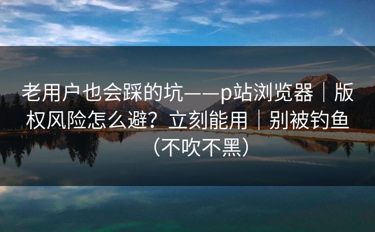 老用户也会踩的坑——p站浏览器｜版权风险怎么避？立刻能用｜别被钓鱼（不吹不黑）